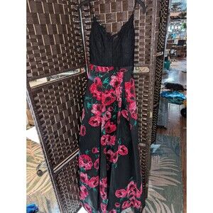 Bee Darlin Black Floral Long Prom Dress Size 1/2
